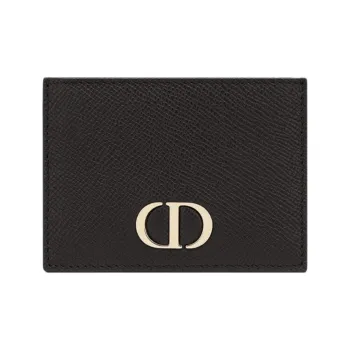 DIOR Grain Cow Leather Card Holder Card Holder Unisex Black