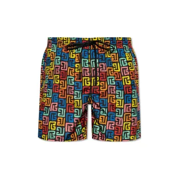 BALMAIN Monogram Printed Swim Shorts