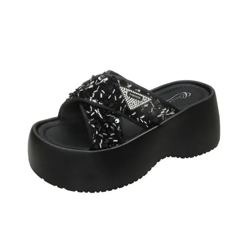 AJPAP Rubber Sole Quiet Slip Resistant Odor Resistant Abrasion Resistant Slide Slippers Women's