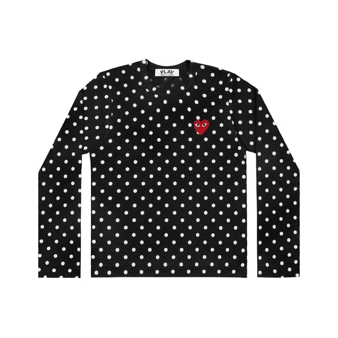 CDG Play Polka Dot Long Sleeve T Shirt 'Black'-0