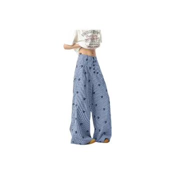 FASTFISH Casual Pants Unisex Blue Plaid