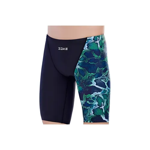 ZOKE Men's Swimming Trunks Men's Green Python Print