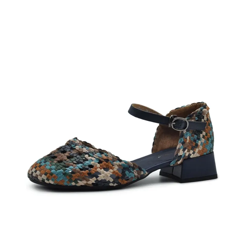 ARTMU Chunky Heel High Heels Women's Blue-1
