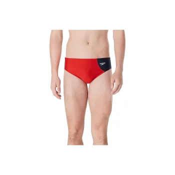 Speedo Asymmetrical Colorblock One Brief Red Swimming Shorts Men's