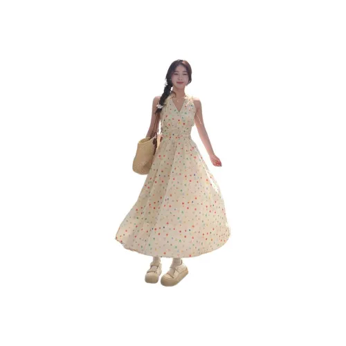 SUSANSAN Slip Dress Women's Multicolor Polka Dot