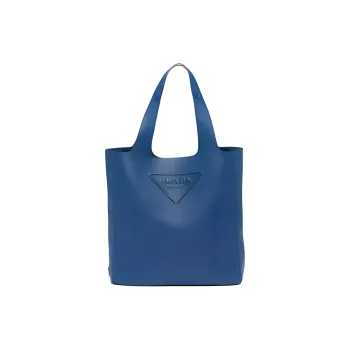 PRADA Leather Tote Bag, Shopping Bag, Handbag, Shoulder Bag Men's Dark Purple Blue