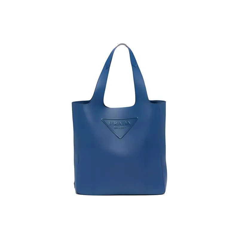 PRADA Leather Tote Bag, Shopping Bag, Handbag, Shoulder Bag Men's Dark Purple Blue-0