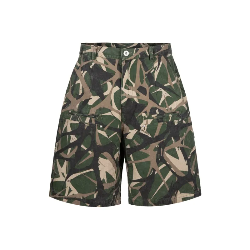 ORANGE DRAGON 2025 Summer Cargo Shorts Unisex Green Camouflage-0
