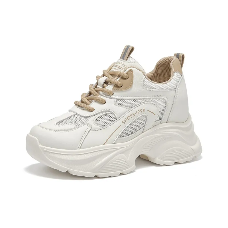 Spider King Breathable Low Top Chunky Sneakers Women's Apricot-1