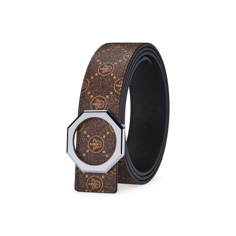 Jeccieziio Top Grain Cow Leather Smooth Buckle Belt Men's Width 3.8cm-11