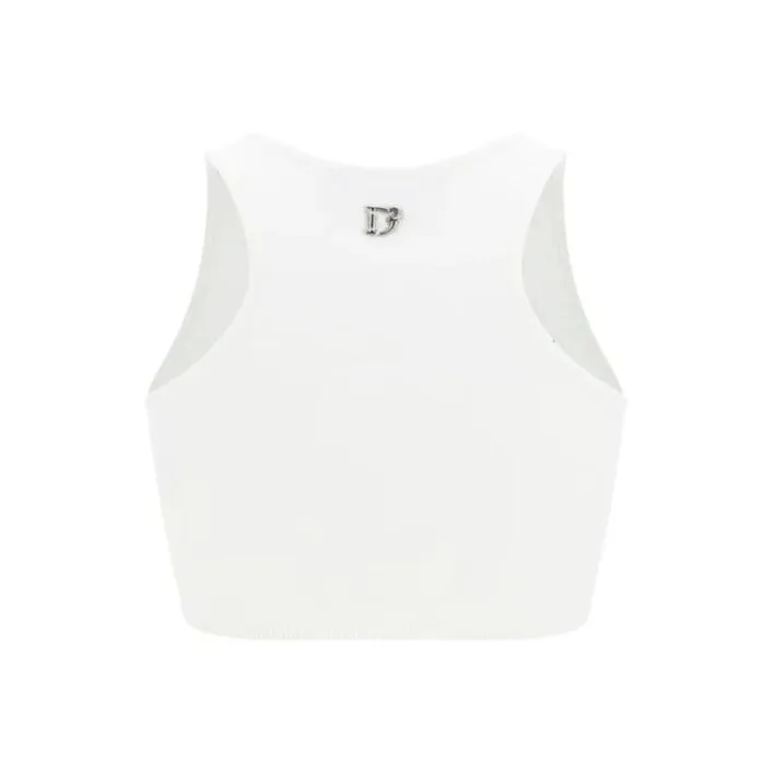 DSQUARED 2 Cut Out Crewneck Sleeveless Cropped Top-3