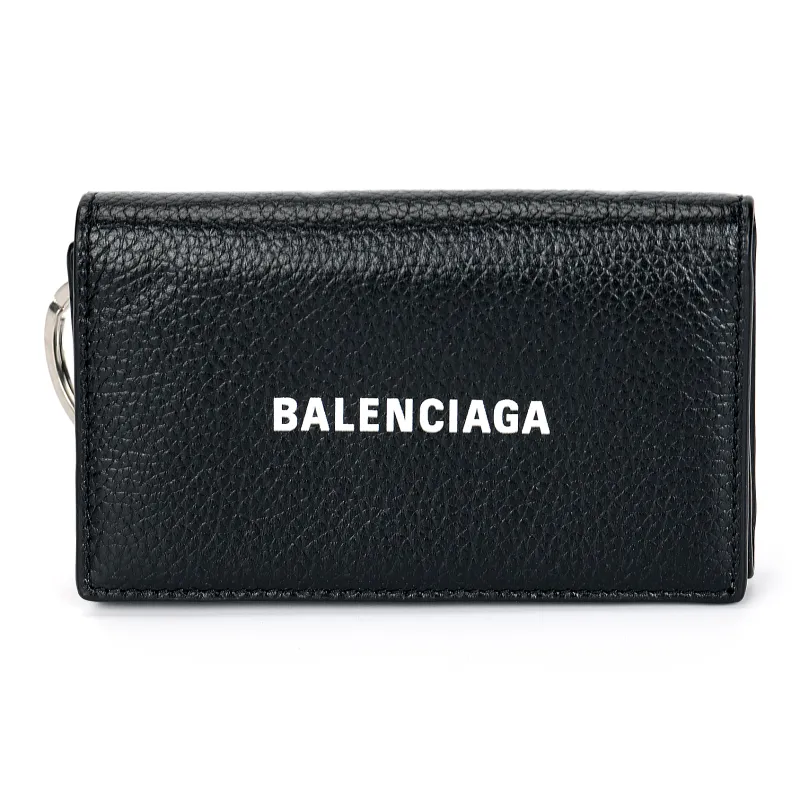 Balenciaga Calfskin Key Pouch Men Black-0