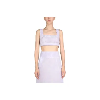JIL SANDER Paisley Print Sleeveless Cropped Top