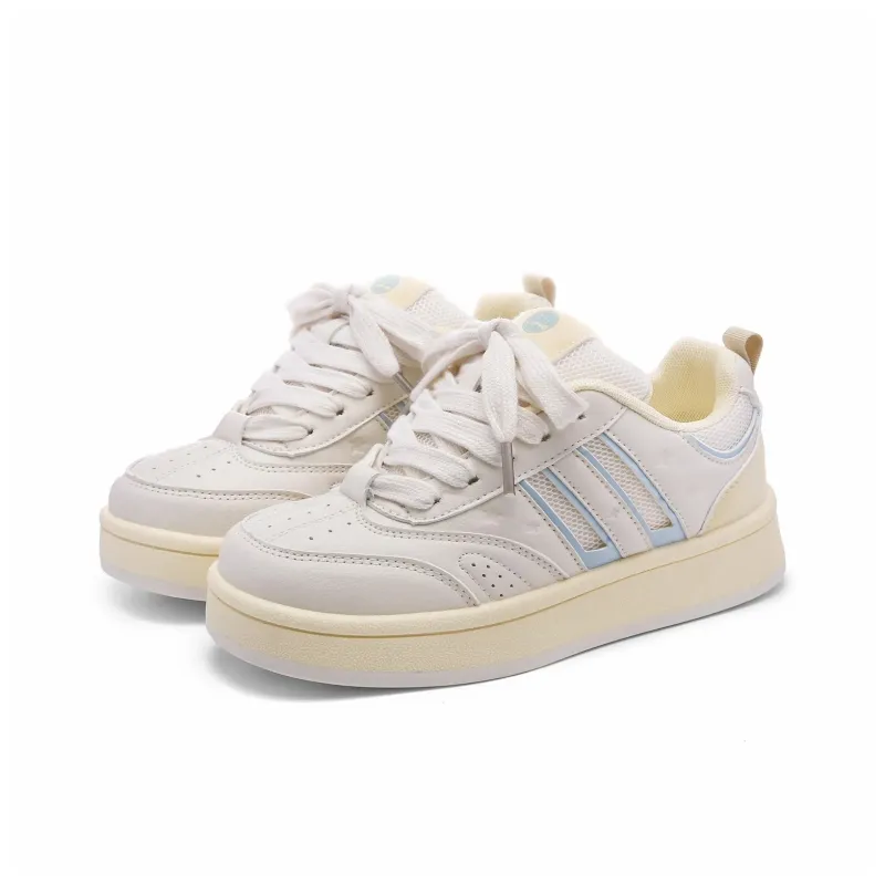 ABCIO Skateboard Shoes Women's Low Top Beige Yellow/Pink White/White Red-2