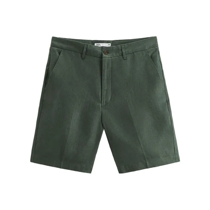 ZARA Casual Shorts Men's Gray Green-0