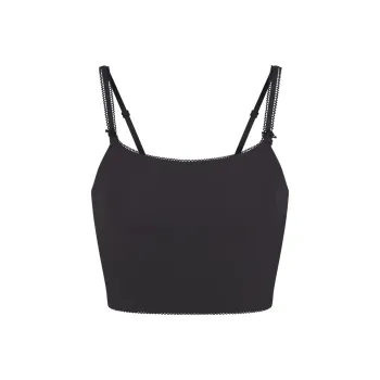 SKIMS Valentine's Day FITS EVERYBODY PICOT TRIM CROPPED CAMI Tank Tops Women's ONYX/Onyx