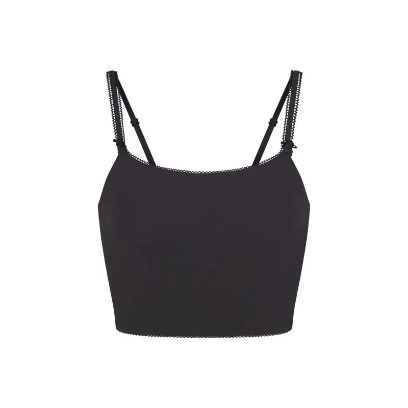 SKIMS Valentine's Day FITS EVERYBODY PICOT TRIM CROPPED CAMI Tank Tops Women's ONYX/Onyx-0
