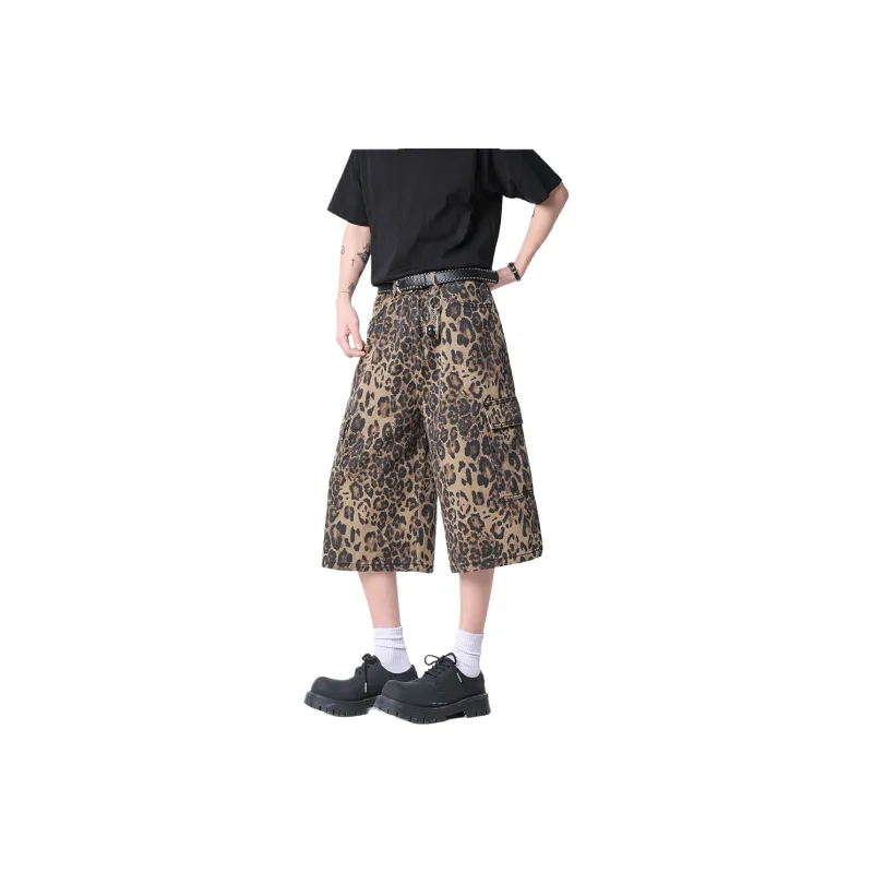 IL SARTO Denim Shorts Unisex Leopard Print-0