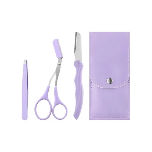 KEWANHONG Purple Eyebrow Razor Makeup Tool Set Portable 4 Piece Set