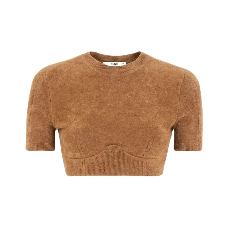 Skims X FENDI X Skims Collaboration Crop Tops Women's Brown-0