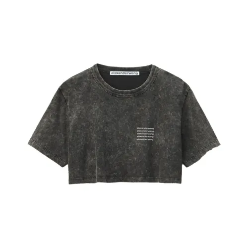 Alexander Wang Acid wash Crop Logo T shirt