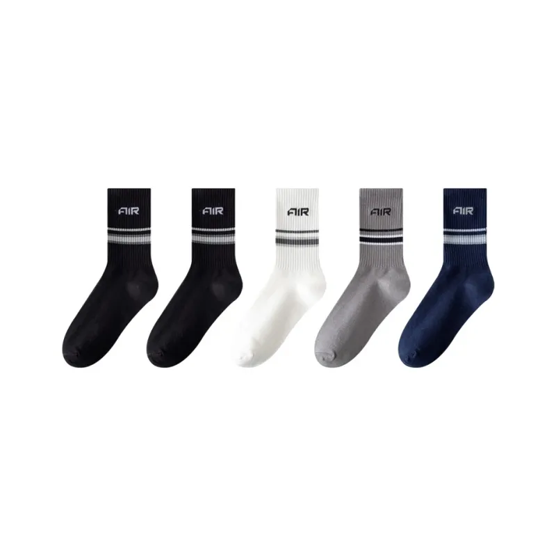 H YXIANG Mid Calf Socks Men's 5 Pack-5