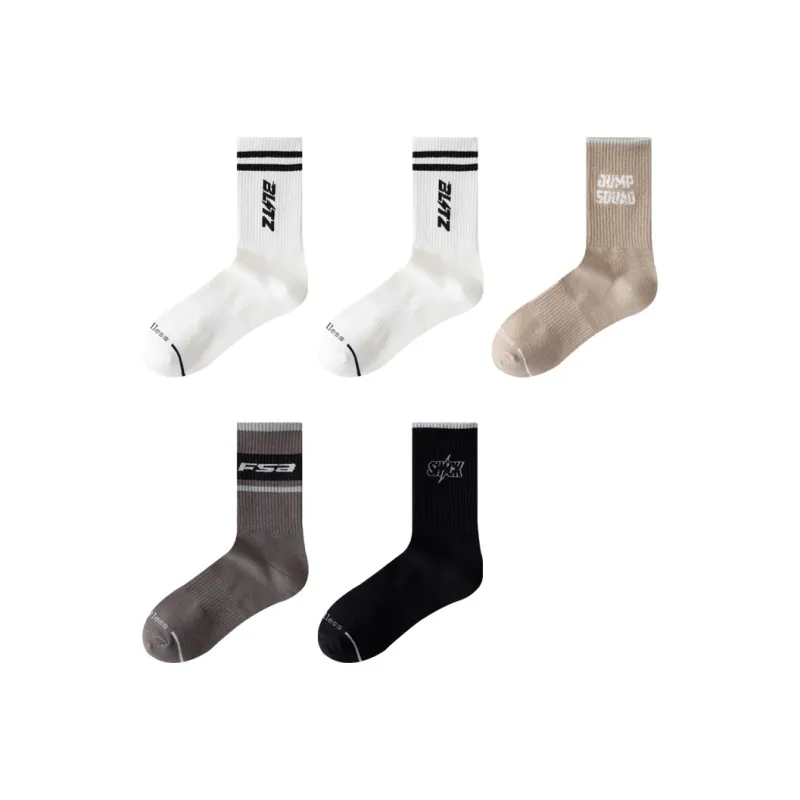 H YXIANG Mid Calf Socks Men's 5 Pack-13