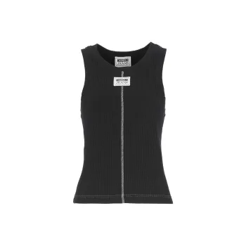 MOSCHINO Ribbed Cotton Tank Top