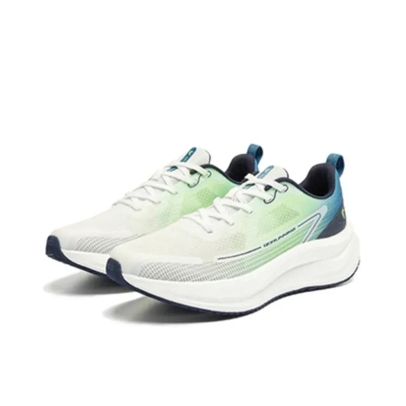 QIAODAN Cushioning, Breathable, Lightweight Low Top Casual Running Shoes Men's White Green Blue-2