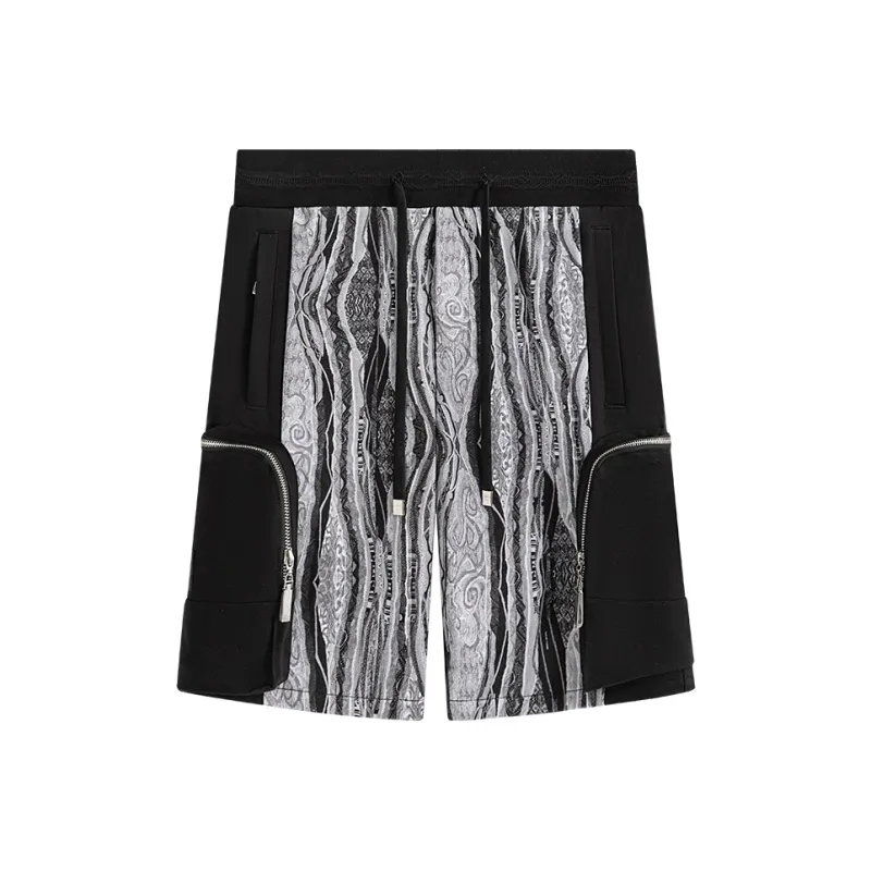 COOGI Casual Shorts Unisex Black Gray With Gourd Pattern-0