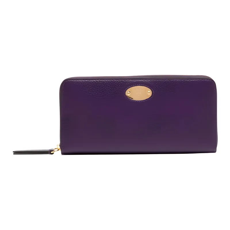 Mulberry Grained Cow Leather Wallet Women's Purple-0