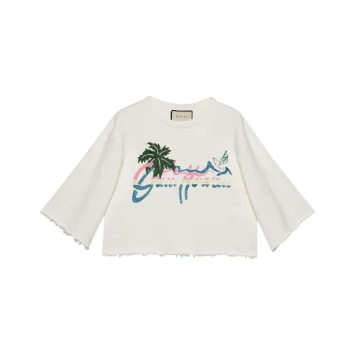 GUCCI Hawaii Printed Crop Sweater White
