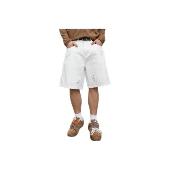 SONGS ALONG Denim Shorts Unisex White