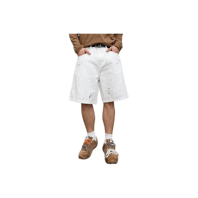 SONGS ALONG Denim Shorts Unisex White-0
