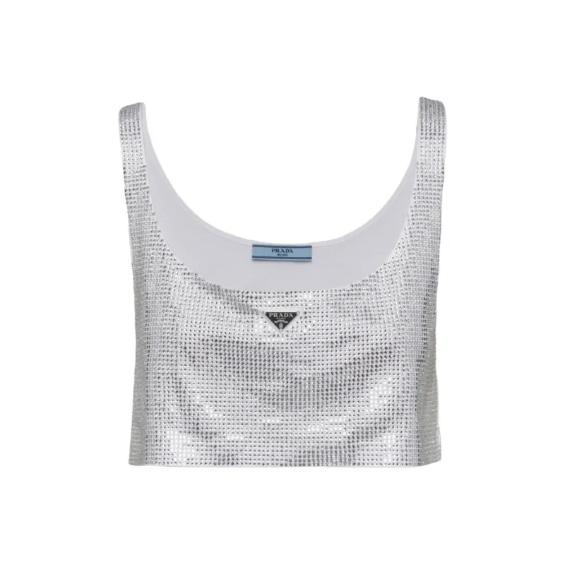 PRADA Rhinestone embellished Crop Top-0