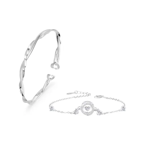 NUSQ Sterling Silver With Zircon Bangles Women's