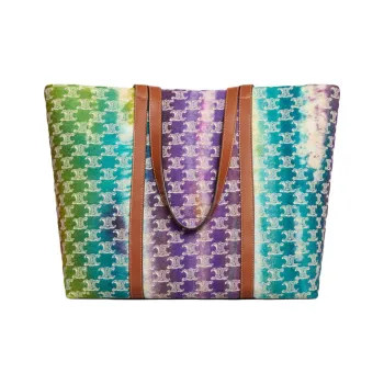 CELINE Triomphe Fabric Tote Bag, Shopping Bag, Shoulder Bag Men's Purple & Multicolor