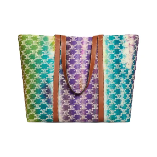 CELINE Triomphe Fabric Tote Bag, Shopping Bag, Shoulder Bag Men's Purple & Multicolor