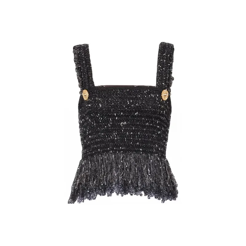 BALMAIN Lurex Tweed Strappy Top-0