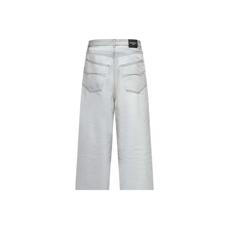 Balenciaga Logo Label Wide Leg Jeans-3