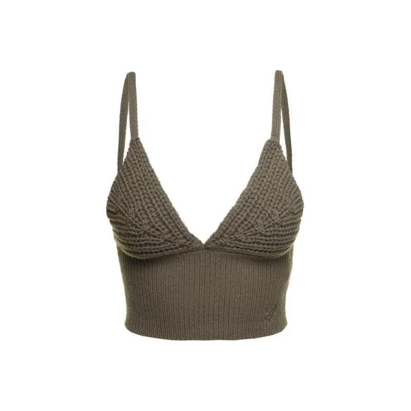 Blumarine V Neck Cropped Knitted Sleeveless Top-0