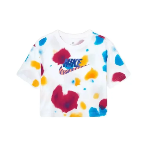 Nike Women'ss Logo Print Cropped Crewneck T Shirt White