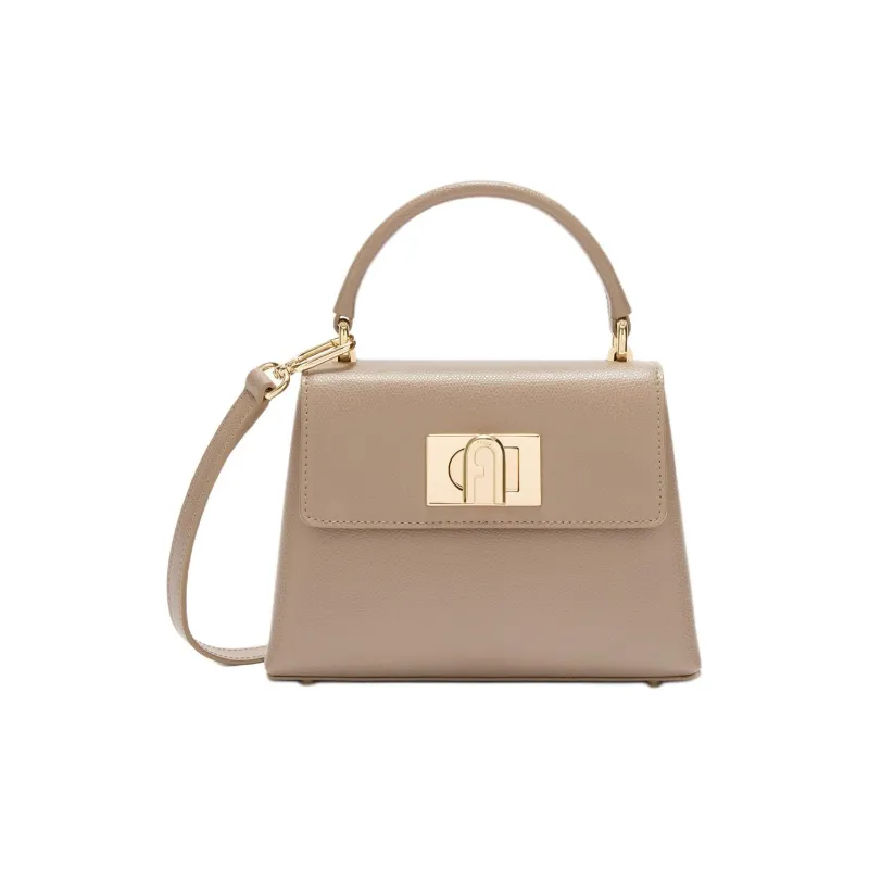 Furla 1927 Collection Textured Leather Shoulder Bag, Crossbody Bag, Handbag Mini Women's Gray-0