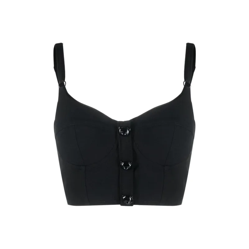 MOSCHINO Teddy Bear Button Cropped Bustier Top-0