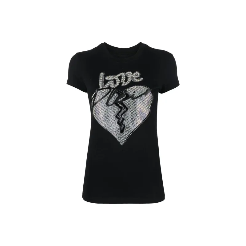 PHILIPP PLEIN Heart motif Rhinestone embellished T shirt-0