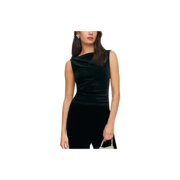 Reformation Tank Tops Women's Black Velvet/Suede Black