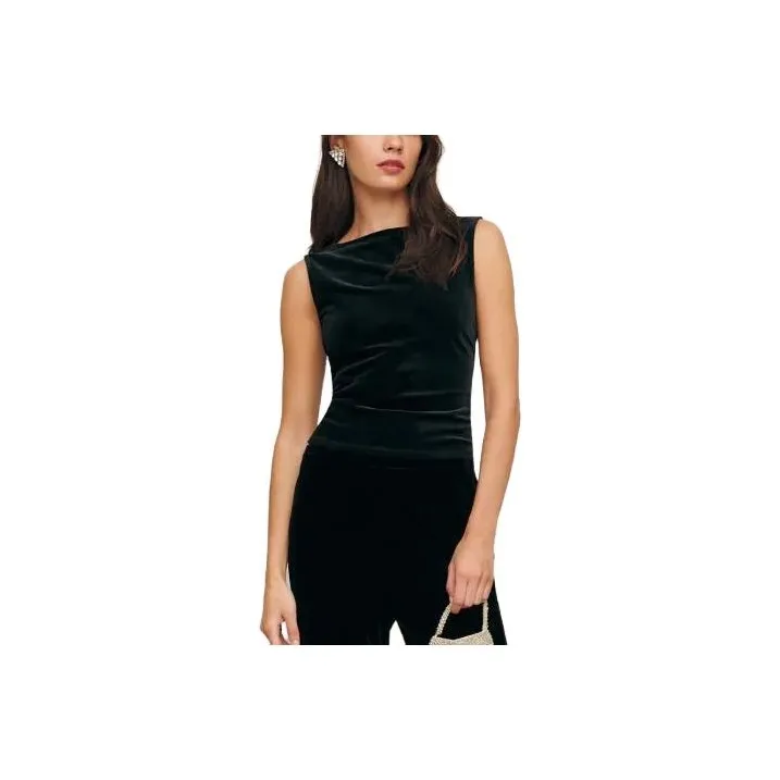 Reformation Tank Tops Women's Black Velvet/Suede Black-0