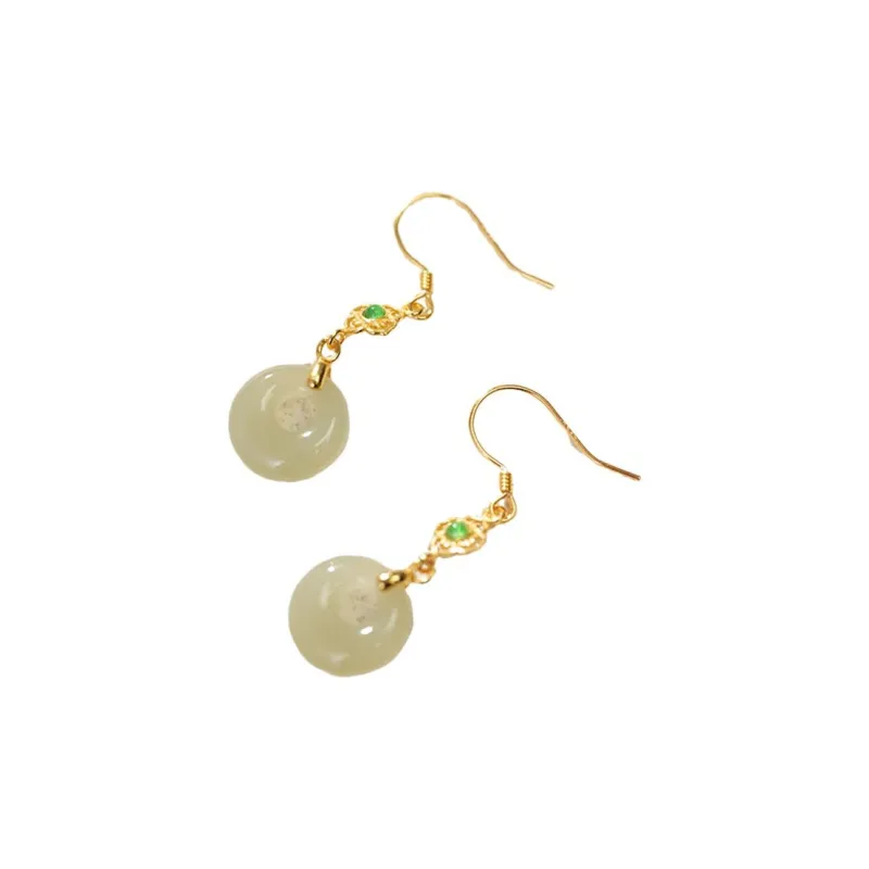 FANHAOGANG JADE Hetian Jade Earrings White Jade Women's-1