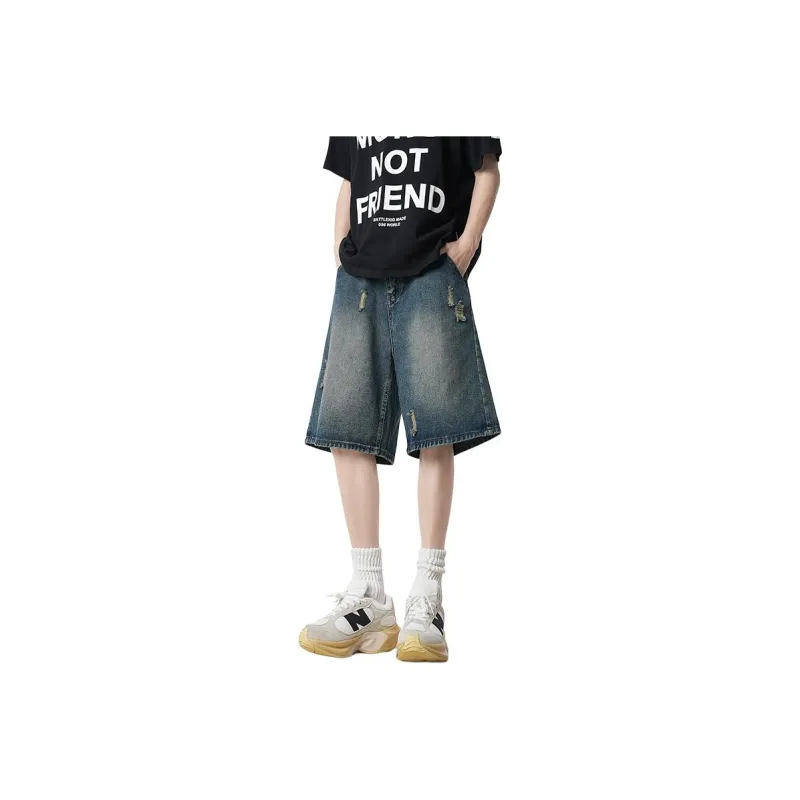 HOKLV Denim Shorts Unisex Black-12