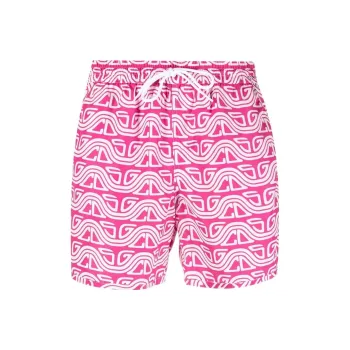 GCDS Waved-Logo Drawstring Swim Shorts